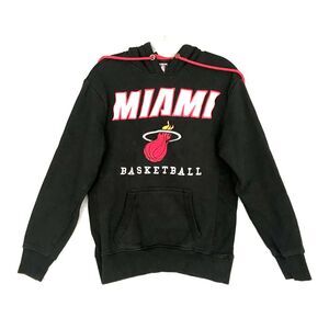 UNK Miami Heat Hoodie Mens Small Black Pullover‎ Sweatshirt NBA Embroidered Logo